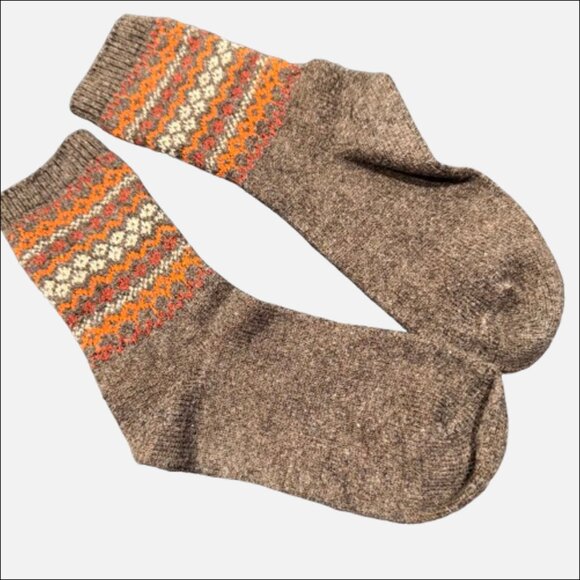 Unbranded Accessories - Unbranded Brown Knit Fair Isle Socks Stocking Stuffer
